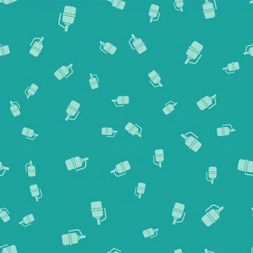 Green Hand grenade icon isolated seamless pattern on green background. Bomb e Stockillustratie