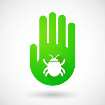 Green hand icon with a bug Stock Illustration