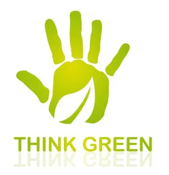 Green hand with leaf over white background. vector Stock Illustration