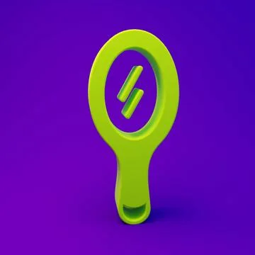 Green Hand mirror icon isolated on purple-blue background. Minimalism conce.. Illustration