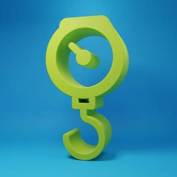Green Hand scale spring mechanical icon isolated on blue background. Minima.. 库存插图