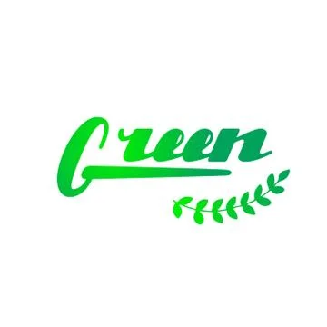 Green hand written lettering Stock Illustration