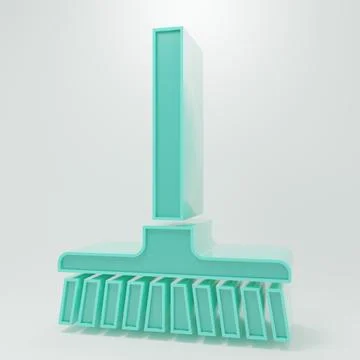 Green Handle broom icon isolated on grey background. Cleaning service conce.. Stock Illustration