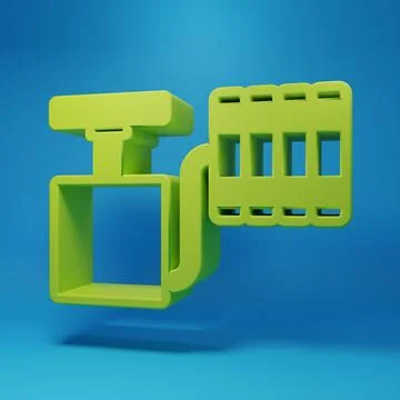 Green Handle detonator for dynamite icon isolated on blue background. Minim.. イラスト素材