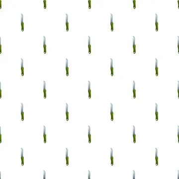 Green handle kitchen paring knives seamless pattern Illustration