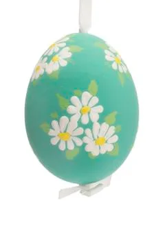 Green hanging hand painted easter egg Stock Photos