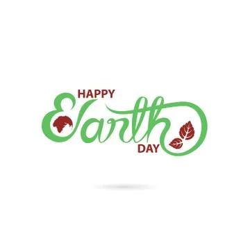 Green Happy Earth Day Typographical Design Elements. Happy Earth Day hand let Stock Illustration