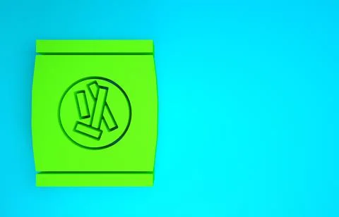 Green Hard bread chucks crackers icon isolated on blue background. Minimalism Illustrazione stock