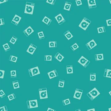 Green Hard disk drive HDD icon isolated seamless pattern on green background Stock Illustration