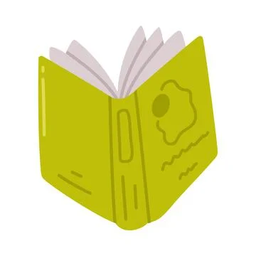 Green hardback book. Science, hobby, education concept cartoon vector Stock Illustration