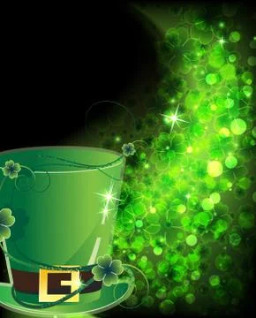 Green hat and shining clover Stock Illustration