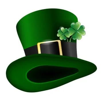 Green hat with clover leafs - Saint Patricks Day symbol Stock Illustration