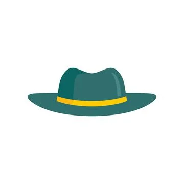 Green Hat icon in flat style Stock Illustration
