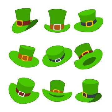 Green hat patrick set cartoon vector illustration イラスト素材