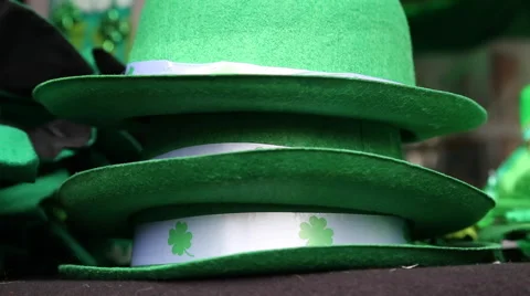 Green hat shamrock Patrick's day Stock Footage 61744472