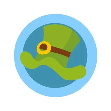 The green hat is the symbol of St. Patrick in a blue circle Stock Illustration