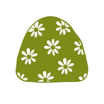 Green hat with white floral pattern. Summer accessory. Botanical fashion Stock Illustration