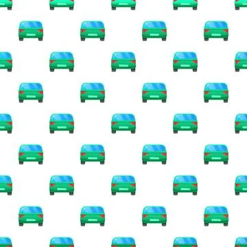 Green hatchback car seamless pattern background 스톡 일러스트