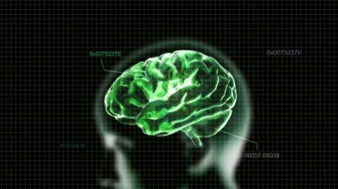 Green head brain with code Stock Footage 8853746