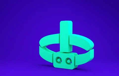 Green Head flashlight icon isolated on blue background. Tourist head flashlig Illustrazione stock