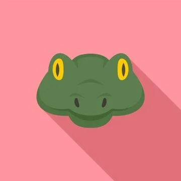 Green head snake icon, flat style 스톡 일러스트