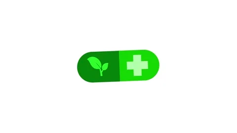 Green Health Icon Featuring Leaf and Plus Symbol on a Minimalist White Back.. Stock Footage 324699809