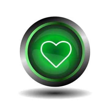 Green Heart Button Illustrazione stock