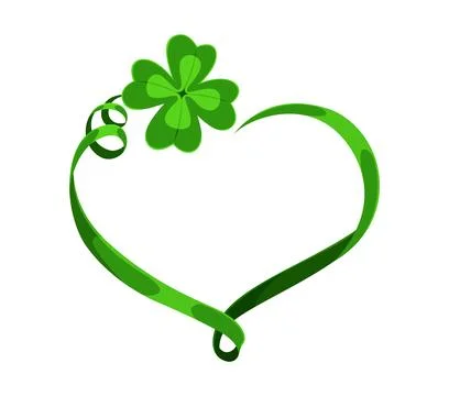 Green heart frame with a four leaf clover symbol Stock Illustration