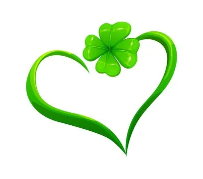 Green heart frame with a four leaf clover symbol Stock Illustration