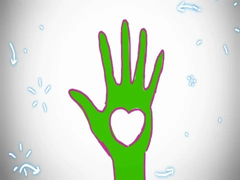 Green heart - hand-drawn - animation - SD Stock Footage