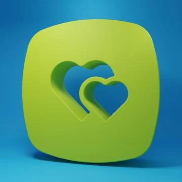 Green Heart icon isolated on blue background. Romantic symbol linked, join,.. Stock Illustration