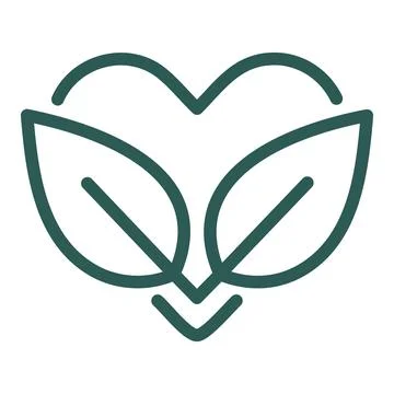 Green heart leaf logo design. Minimalist green heart with leaves logo desig.. Stock Illustration