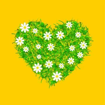 Green heart made of grass Illustrazione stock
