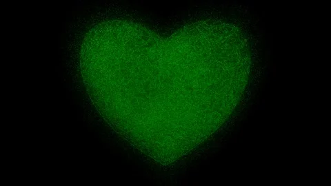 Green heart made of small particles on a black 库存影片 264885741