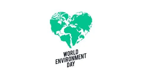 Green Heart Map for World Environment Day - Special Day Design on White Backgrou Stock Illustration