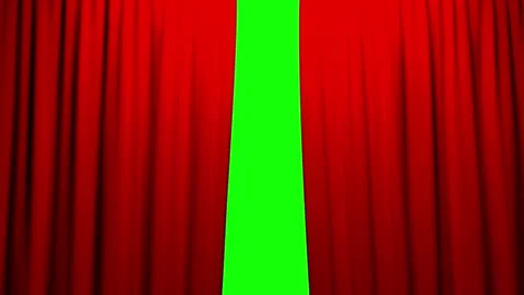 Green heart pattern appears on screen with red curtains Stock Footage 336591602