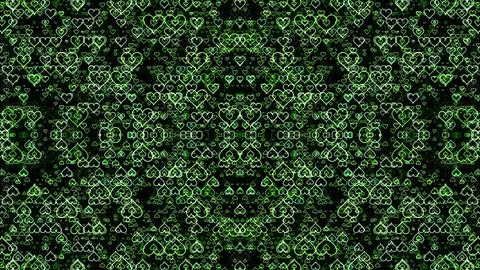 Green heart pattern design on black background for decoration Illustrazione stock