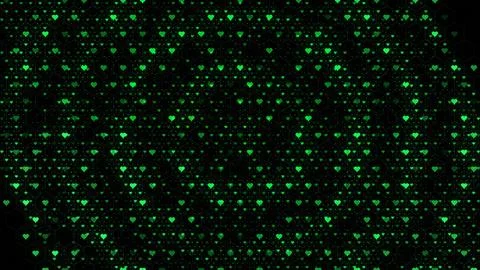 Green heart patterns fill the space with a digital design イラスト素材