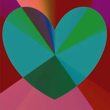 Green heart on red background Stock Illustration