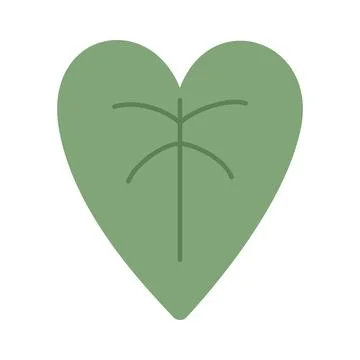 Green heart shape with simple plant illustration inside Illustration