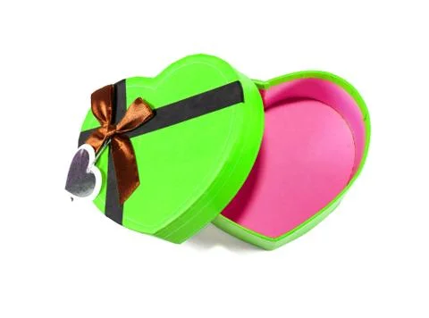 Green heart-shaped box Stock Photos
