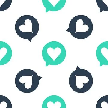Green Heart in speech bubble icon isolated seamless pattern on white background Stock Illustration