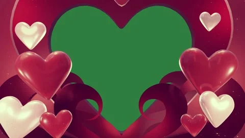A green heart surrounded by many red hearts and white green screen animated Video stock 335129801