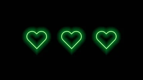 Green hearts on black background. Stock Footage 157884291
