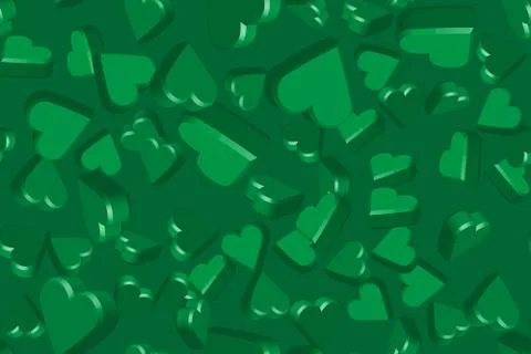 Green Hearts on Green Seamless Pattern Illustration Stock Illustration