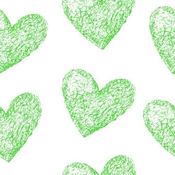 Green hearts seamless pattern Illustrazione stock