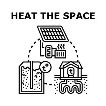 Green heating system working with renewable energy sources Stock Illustration
