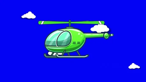 Green Helicopter Animation with Blue Background Stock Footage 293279592