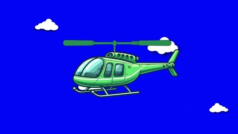 Green Helicopter Animation on Blue Background Stock Footage 293281363