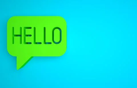 Green Hello in different languages icon isolated on blue background. Speech Stock Illustration